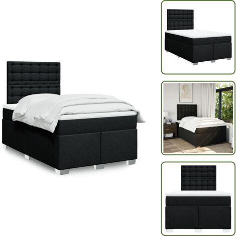 The Living Store Giroletto a Molle con Materasso Nero 120x190 cm in Tessuto - Materasso a molle insacchettate