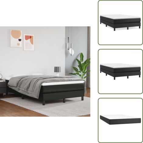 The Living Store Giroletto a Molle con Materasso Nero 120x200 cm in Similpelle - Materasso a molle