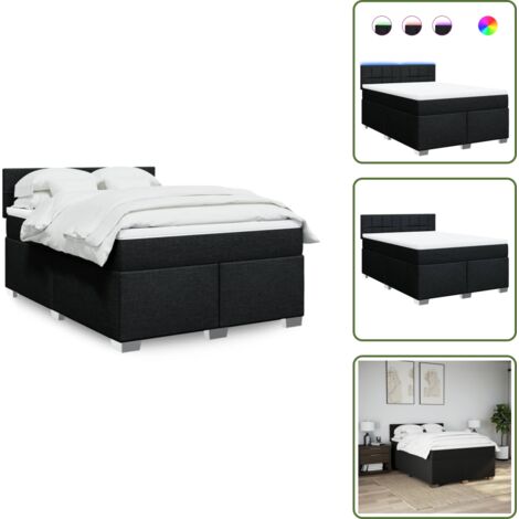 The Living Store Giroletto a Molle con Materasso Nero 140x190 cm in Tessuto - Materasso a molle insacchettate