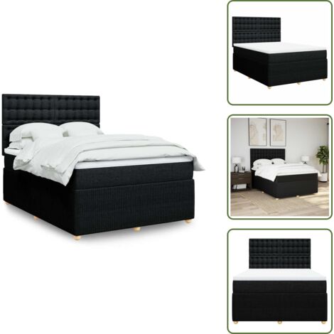 The Living Store Giroletto a Molle con Materasso Nero 160x200 cm in Tessuto - Materasso a molle insacchettate
