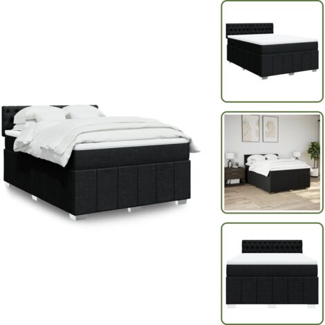 The Living Store Giroletto a Molle con Materasso Nero 160x200 cm in Tessuto - Materasso a molle insacchettate