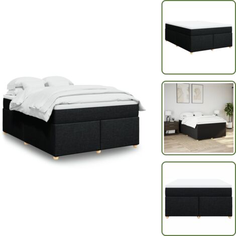 The Living Store Giroletto a Molle con Materasso Nero 160x200 cm in Tessuto - Materasso a molle insacchettate