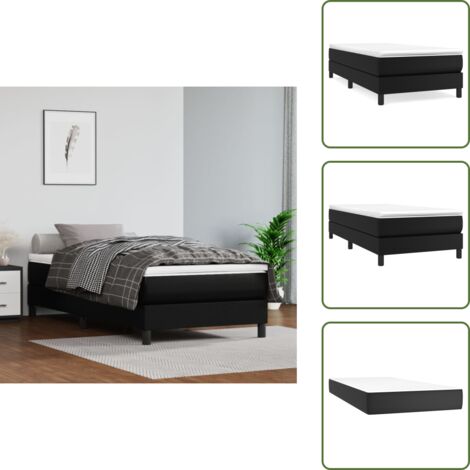 The Living Store Giroletto a Molle con Materasso Nero 90x200 cm in Similpelle - Materasso a molle