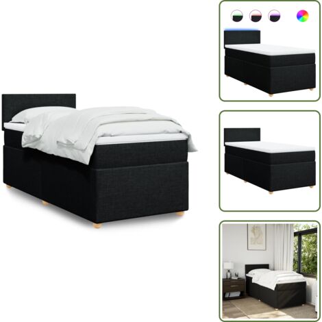 The Living Store Giroletto a Molle con Materasso Nero 90x200 cm in Tessuto - Materasso a molle insacchettate