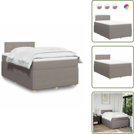 The Living Store Giroletto a Molle con Materasso Tortora 120x190 cm in Tessuto - Materasso a molle insacchettate