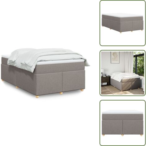 The Living Store Giroletto a Molle con Materasso Tortora 120x190 cm in Tessuto - Materasso a molle insacchettate
