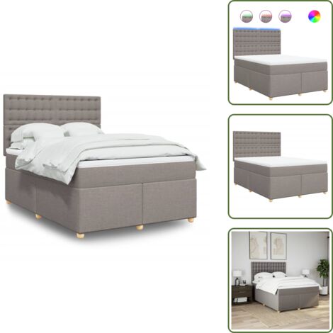 The Living Store Giroletto a Molle con Materasso Tortora 160x200 cm in Tessuto - Materasso a molle insacchettate