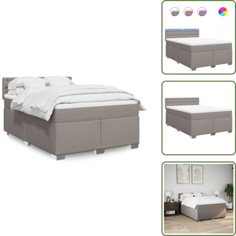The Living Store Giroletto a Molle con Materasso Tortora 160x200 cm in Tessuto - Materasso a molle insacchettate