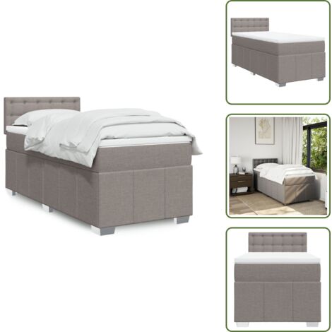 The Living Store Giroletto a Molle con Materasso Tortora 80x200 cm inTessuto - Materasso a molle insacchettate