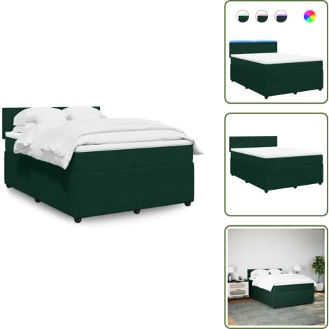 The Living Store Giroletto a Molle con Materasso Verde Scuro 160x200 cm Velluto - Materasso a molle insacchettate