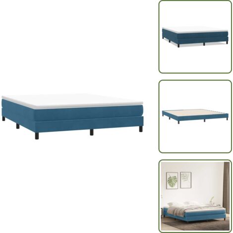 The Living Store Giroletto a Molle senza Materasso Blu Scuro 180x210 cm Velluto - Letto a molle