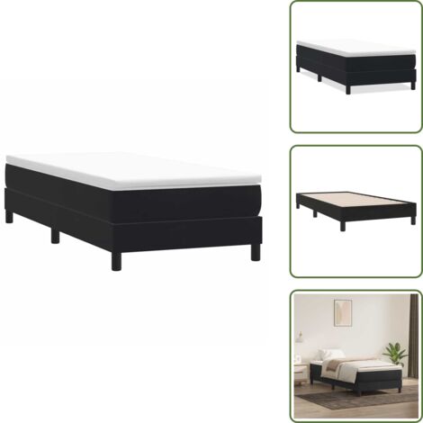 The Living Store Giroletto a Molle senza Materasso Nero 100x210 cm in Velluto - Letto in velluto