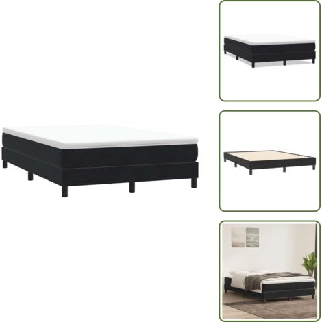 The Living Store Giroletto a Molle senza Materasso Nero 140x210 cm in Velluto - Letto in velluto