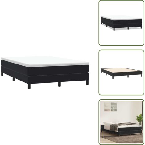 The Living Store Giroletto a Molle senza Materasso Nero 160x210 cm in Velluto - Letto a molle senza materasso