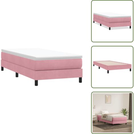 The Living Store Giroletto a Molle senza Materasso Rosa 100x210 cm in Velluto - Materasso a molle