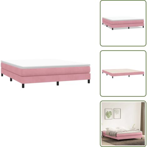 The Living Store Giroletto a Molle senza Materasso Rosa 180x210 cm in Velluto - Letto rosa