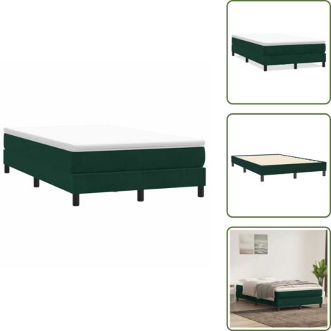 The Living Store Giroletto a Molle senza Materasso Verde Scuro 120x210cm Velluto - Materasso a molle