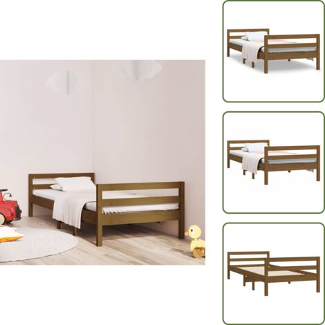 The Living Store Giroletto Ambra 75x190 cm in Legno Massello di Pino - Letto in pino