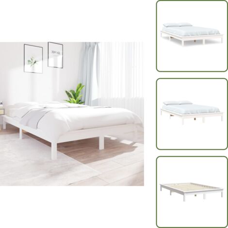 The Living Store Giroletto Bianco 180x200 cm Super King Legno Massello di Pino - Giroletto in pino