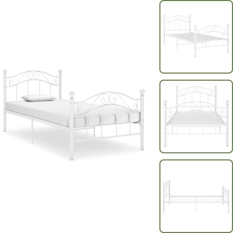 The Living Store Giroletto Bianco in Metallo 100x200 cm - Letto singolo