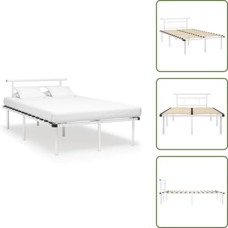 The Living Store Giroletto Bianco in Metallo 120x200 cm - Letto in metallo