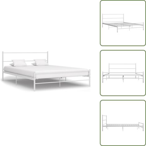 The Living Store Giroletto Bianco in Metallo 140x200 cm - Letto matrimoniale