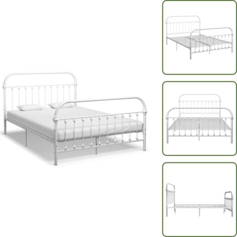 The Living Store Giroletto Bianco in Metallo 160x200 cm - Letto in metallo