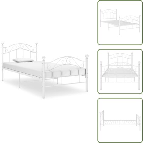 The Living Store Giroletto Bianco in Metallo 90x200 cm - Letto singolo