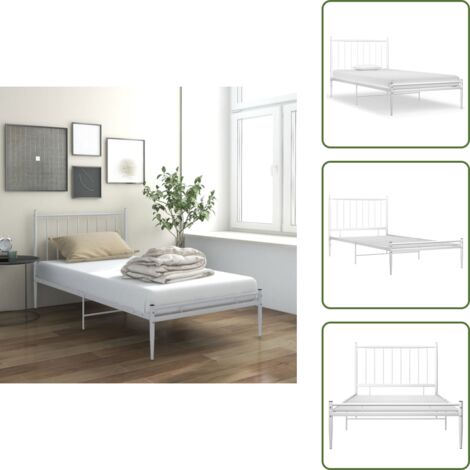 The Living Store Giroletto Bianco in Metallo 90x200 cm - Letto singolo