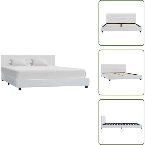 The Living Store Giroletto Bianco in Similpelle 140x200 cm - Telaio letto