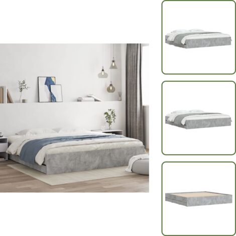 The Living Store Giroletto Cassetti Grigio Cemento 180x200 cm Legno Multistrato - Cassetti letto