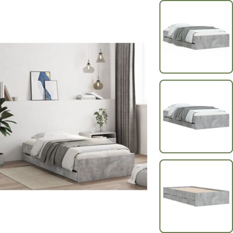 The Living Store Giroletto Cassetti Grigio Cemento 75x190 cm Legno Multistrato - Cassetti letto