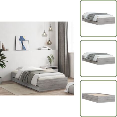 The Living Store Giroletto Cassetti Grigio Sonoma 75x190 cm Legno Multistrato - Cassetti letto