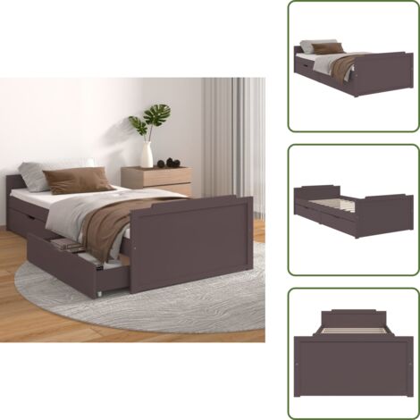 The Living Store Giroletto Cassetti Marrone Scuro Legno Massello Pino 90x200 cm - Cassetti letto