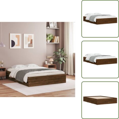 The Living Store Giroletto Cassetti Rovere Marrone 120x190 cm Legno Multistrato - Cassetti letto