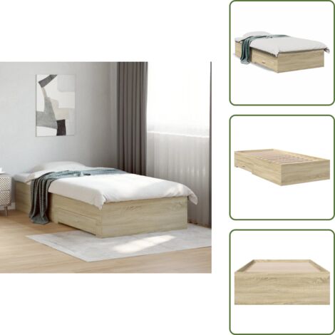 The Living Store Giroletto Cassetti Rovere Sonoma 90x200 cm Legno Multistrato - Cassetti letto