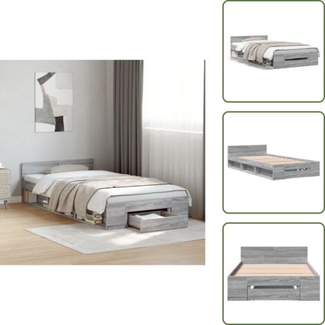 The Living Store Giroletto Cassetto Grigio Sonoma 75x190 cm Legno Multistrato - Cassetto letto