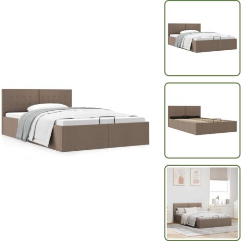 The Living Store Giroletto con Contenitore Grigio Talpa in Tessuto 120x200 cm - Letto matrimoniale