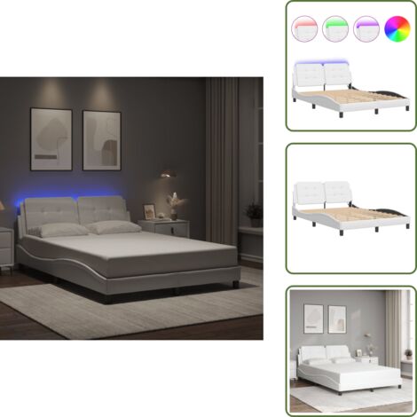 The Living Store Giroletto con LED senza Materasso Zadar Bianco 120x200 cm - Materasso