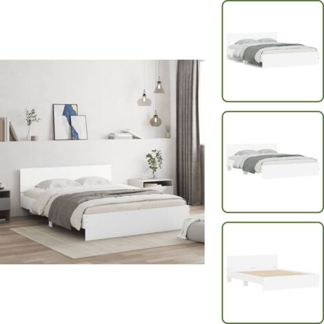 The Living Store Giroletto con Testiera Bianco 140x190 cm - Testiera letto
