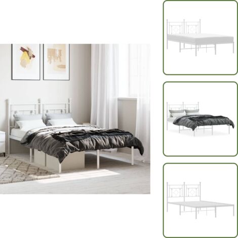 The Living Store Giroletto con Testiera in Metallo Bianco 120x200 cm - Letto con testata in metallo