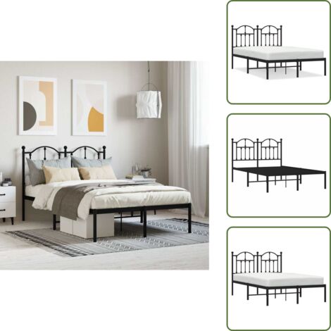 The Living Store Giroletto con Testiera in Metallo Nero 120x200 cm - Letto con testiera in metallo