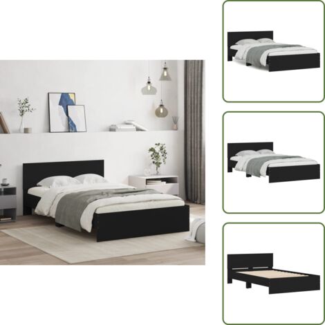 The Living Store Giroletto con Testiera Nero 135x190 cm - Letto con testiera