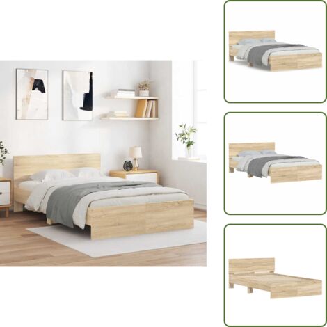 The Living Store Giroletto con Testiera Rovere Sonoma 120x190 cm - Letto con testiera