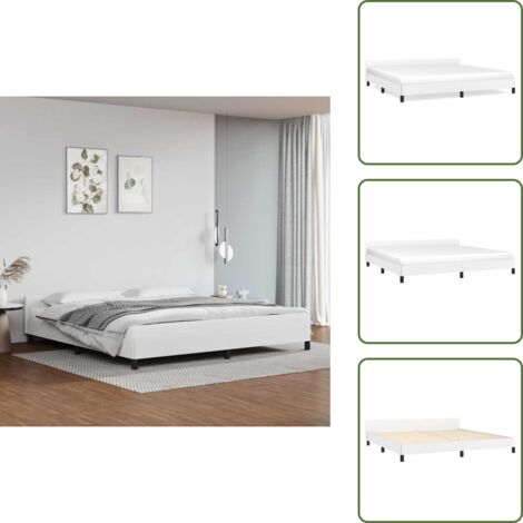 The Living Store Giroletto con Testiera senza Materasso Bianco 200x200 cm - Letto con testiera