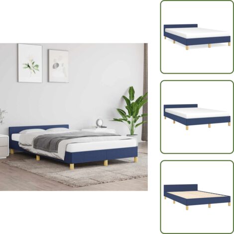 The Living Store Giroletto con Testiera senza Materasso Blu 120x200 cm Tessuto - Letto con testiera