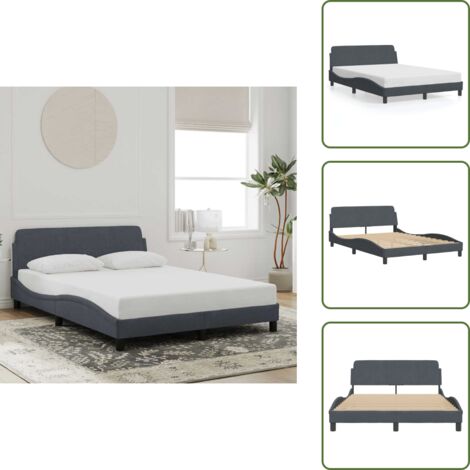 The Living Store Giroletto Dover Grigio Scuro 140x190 cm Velluto - Materasso