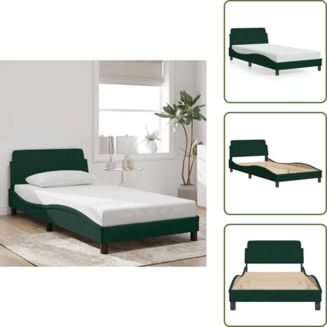 The Living Store Giroletto Dover Verde Scuro 100x200 cm in Velluto - Materasso
