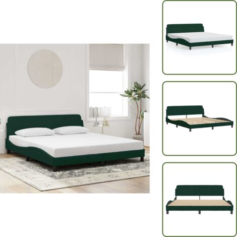 The Living Store Giroletto Dover Verde Scuro 180x200 cm in Velluto - Materasso
