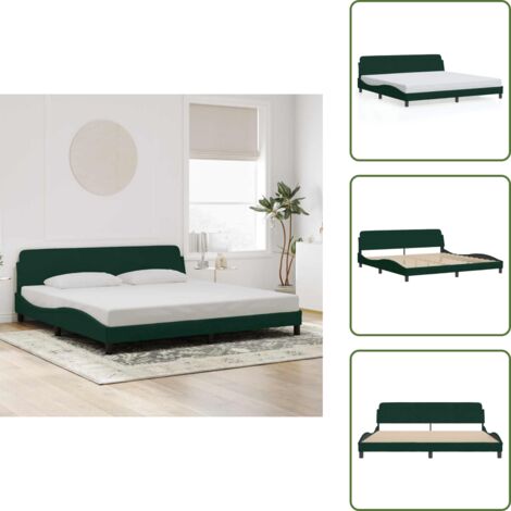 The Living Store Giroletto Dover Verde Scuro 200x200 cm in Velluto - Materasso